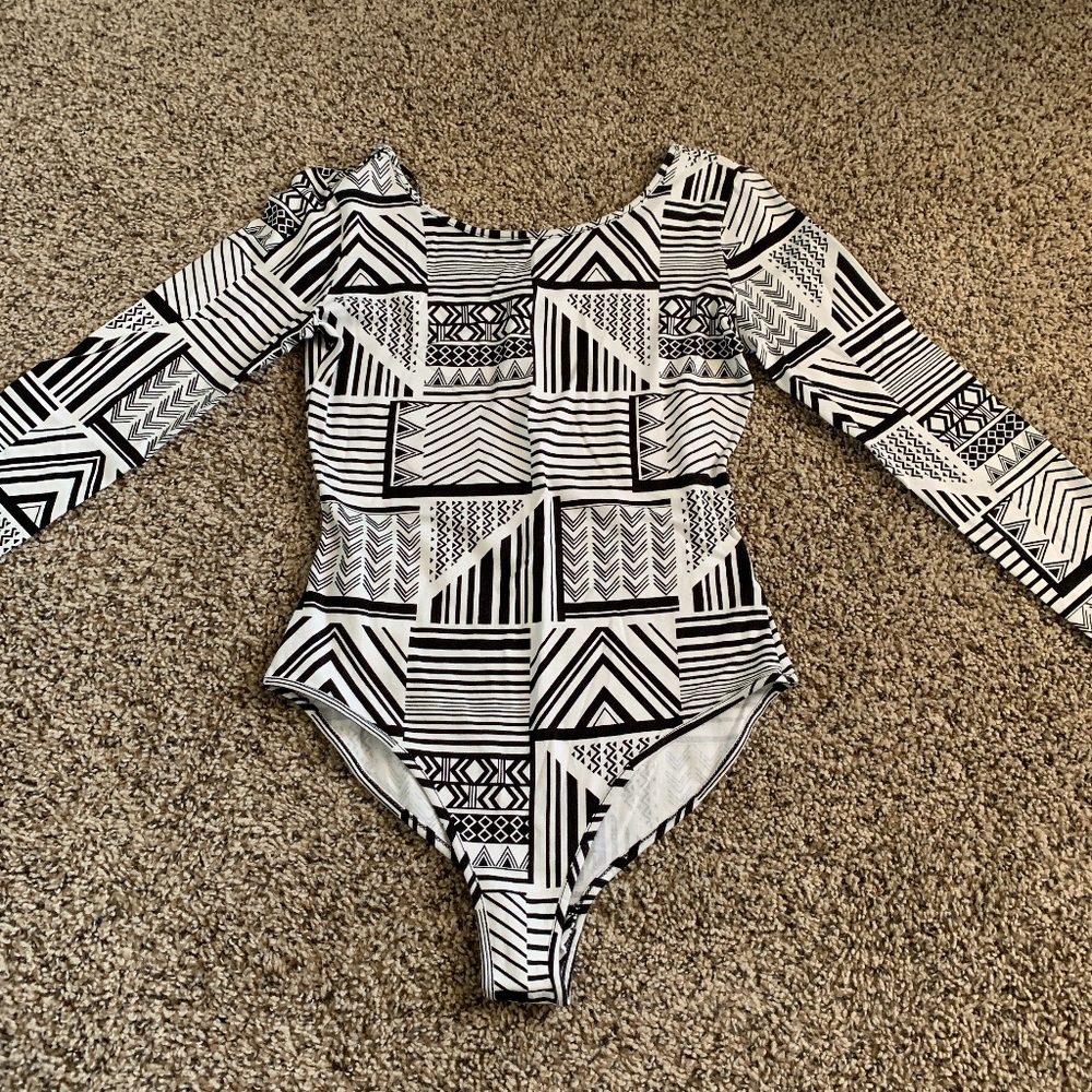 Forever 21 Patterned Long-Sleeve Body Suit